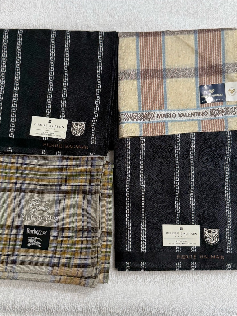 Pierre Balmain and Mario Valentino Men’s Black and Beige Handkerchief Set